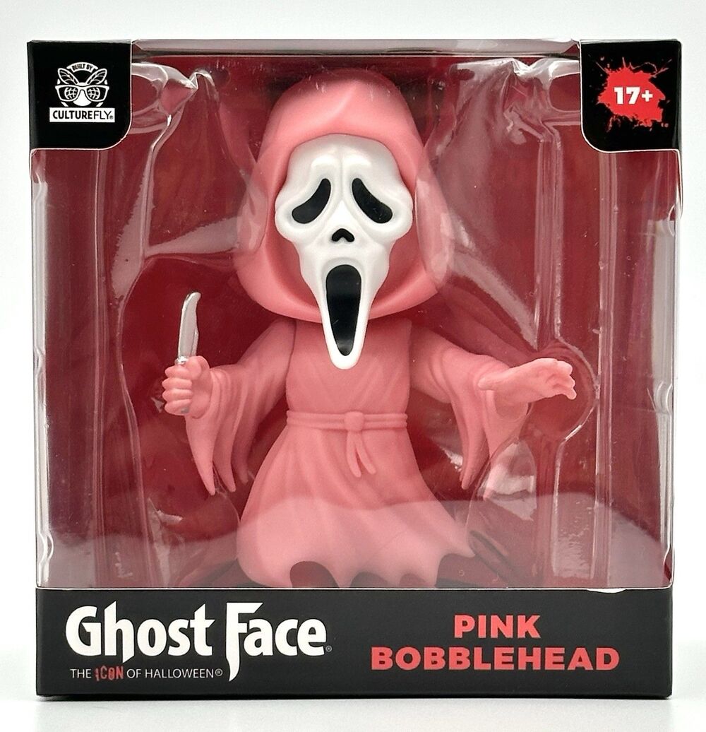 NIB CultureFly Scream Ghost Face Pink Bobblehead Collectible Horror Figure